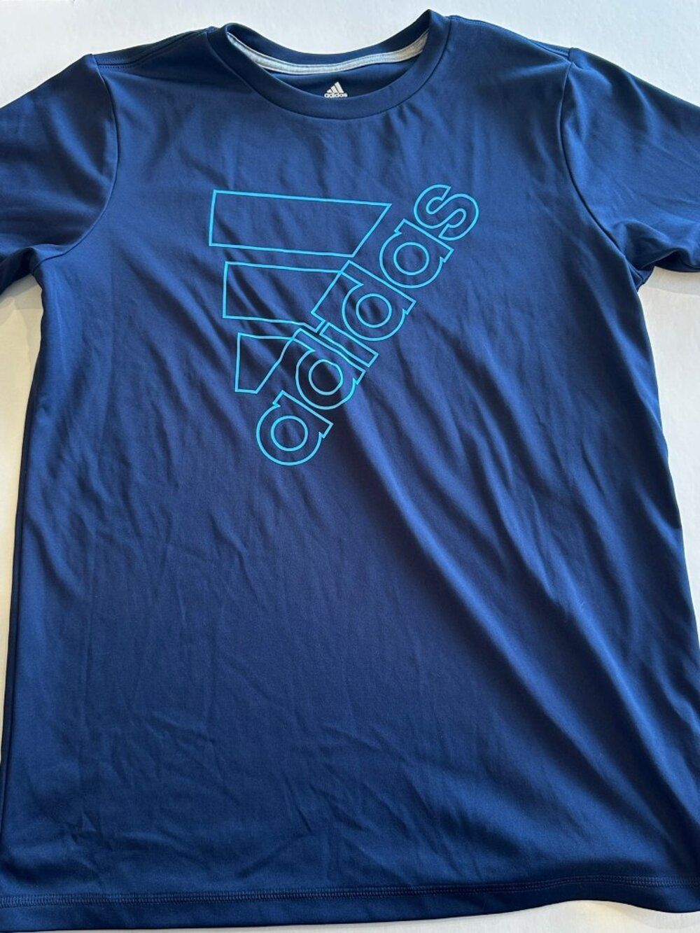 Adidas Boys Blue Performance Graphic Tee Youth Large (14/16)